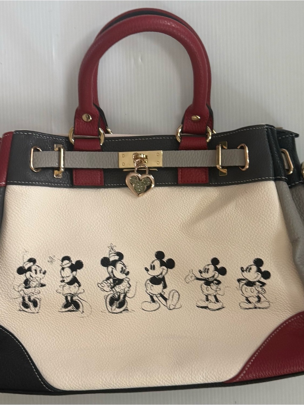 Cream and Red Mickey & Minnie Kiss Crossbody Bag - Picture 2 of 5